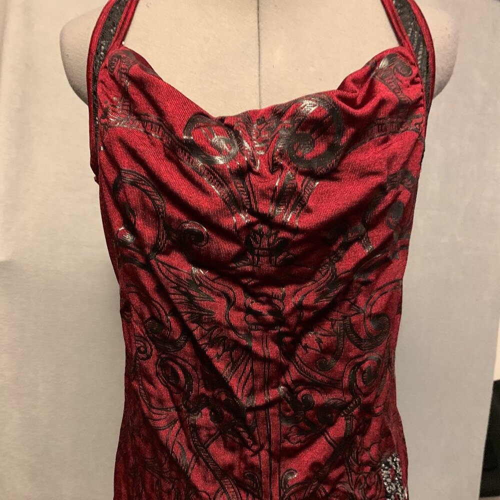 Rufen Brand - Red tank top with graphic and bead detail S/M